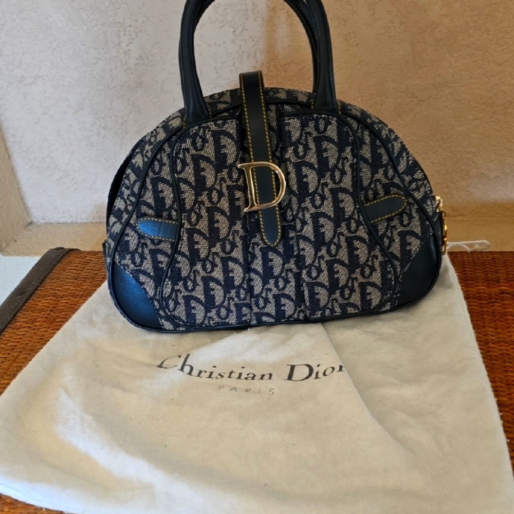 Dior Blue Satchel with Iconic Monogram Design